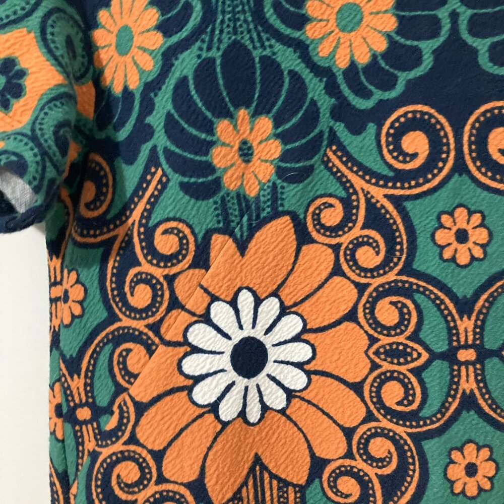 Anthropologie Orange Green Floral Mini Dress - Picture 4 of 14